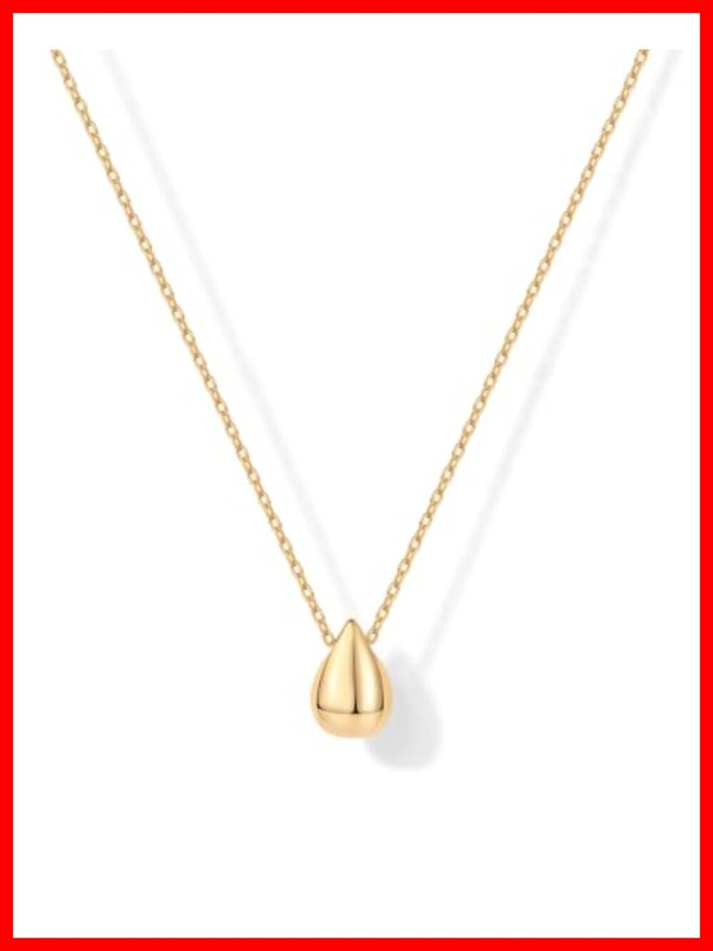 14K Gold Plated Dainty Pear Pendant Necklace for Women | Teardrop Necklace